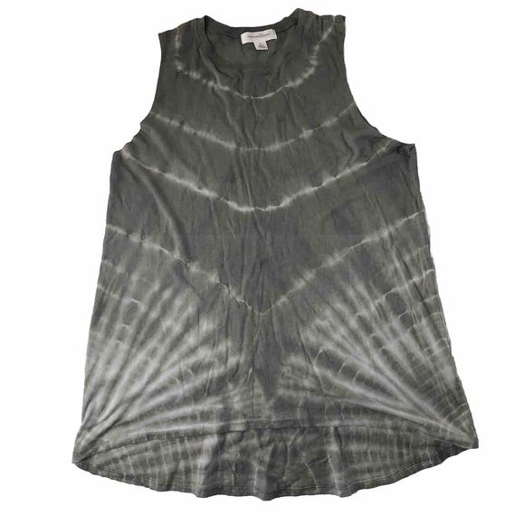 Treasure & Bond  Womens Size Small Cut-Off Sleeve Tank Top Tie Dye Green/White - Picture 1 of 11